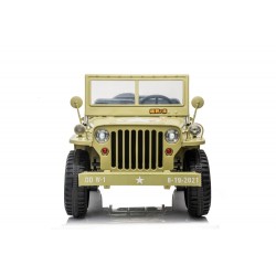 Véhicule électrique pour enfant 4X4 WILLYS vert 3 places - 12V - 2 moteurs - batterie amovible - USB